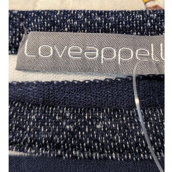 Loveappella Malbec Elbow Patch Blue Striped Knit Top Womens Sz M - Picture 3 of 12